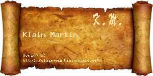 Klain Martin névjegykártya
